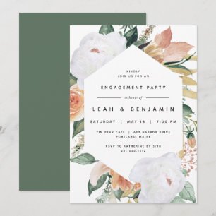 Convite Boho Blooms   Festa de noivado Floral Moderna