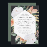 Convite Boho Blooms | Modern Floral Bat Mitzvah<br><div class="desc">Elegante convite para morcegos florais mitzvah apresenta um elongado quadro hexagonal de flores de aquarela e folhagem em boho desert inspirados em tons de pêssego,  branco,  marfim e verde-sábio. Personalize com sua cerimônia de morcego mitzvah e detalhes do partido em letras modernas.</div>