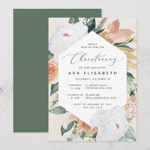 Convite Boho Blooms   Modern Floral Christening