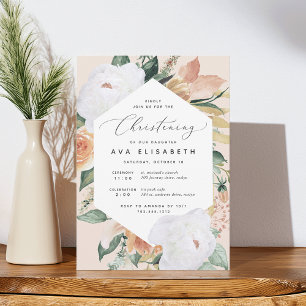 Convite Boho Blooms   Modern Floral Christening