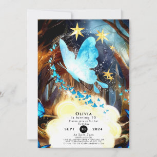 Convite Boho Blue Butterfly Birthday