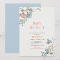 Boho Blue & Coral Floral Baby BrunChá