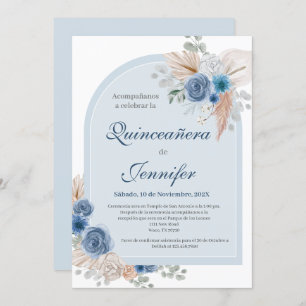 Convite Boho Blue Quinceanera