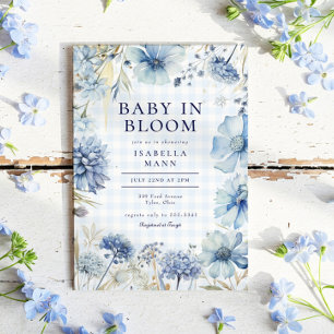 Convite Boho Blue Wildflower Baby in Bloomy Chá de fraldas