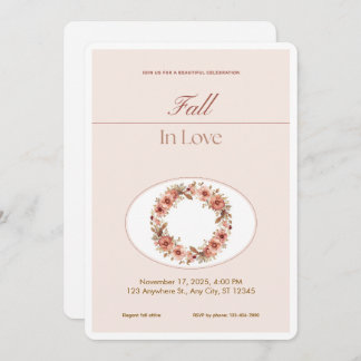 Convite Boho Blush Fall Romance Floral Wedding Invitation