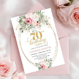 Convite Boho Blush Floral Digital 70th Birthday Invitation