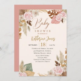 Convite Boho Blush floral eucalyptus Baby Shower  
