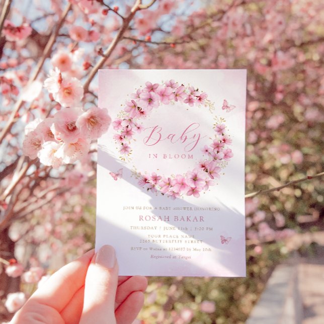 Convite Boho Blush Floral Flor Butterfly Chá de fraldas (Criador carregado)