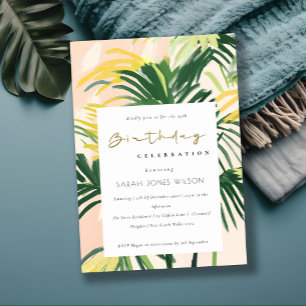 Convite Boho Blush Green Palm Beach Birthday Invi