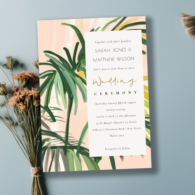 Convite Boho Blush Green Palm Beach Casamento (Criador carregado)