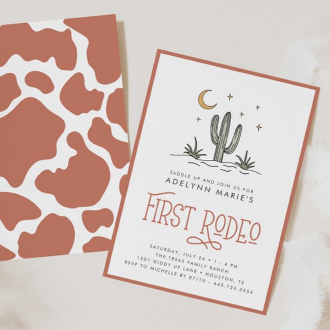Convite Boho Blush Modern Girls First Rodeo primeiro anive (Criador carregado)