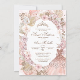 Convite Boho Blush Pink Floral Sweet Sessenta e dezesseis 