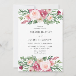 Convite Boho Blush & Pink Primavera Watercolor Casamento F