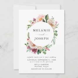 Convite Boho Blush & Pink Primavera Watercolor Casamento F