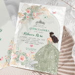 Convite Boho Blush Pink Sage Green Princesa Quinceañera<br><div class="desc">Boho Blush Sage Verde Princesa Quinceañera Convite</div>