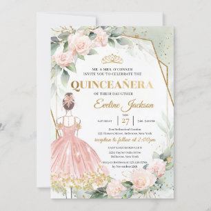 Convite Boho blush rosa com o rolo de ouro com a bola Quin
