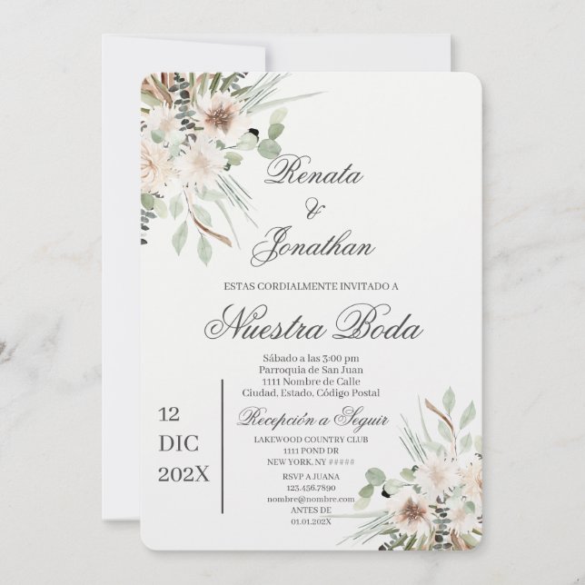 Convite Boho boda en español (Frente)
