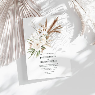 Convite Boho Boêmio Floral Seca Foto & Código QR Casamento