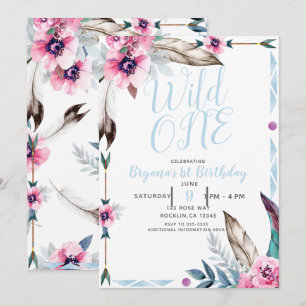 Convite Boho Boêmio Tribal Floral Aquarela SAGRADO UM
