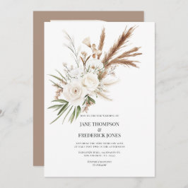 Convite Boho Bohemian Dried Floral Photo & QR Code Wedding
