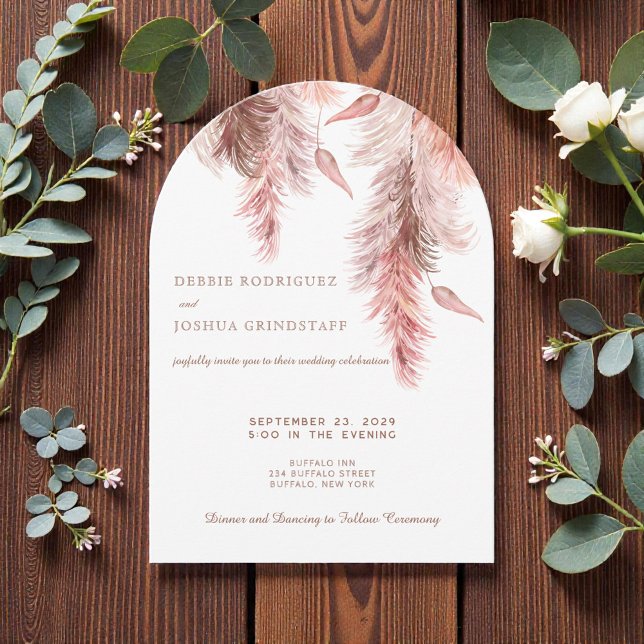 Convite Boho Bohemian Pampass Wedding Invitation  (Criador carregado)