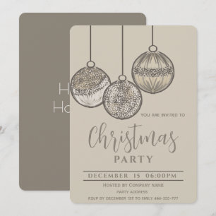 Convite Boho bolas de Natal aquarela corporate Férias 