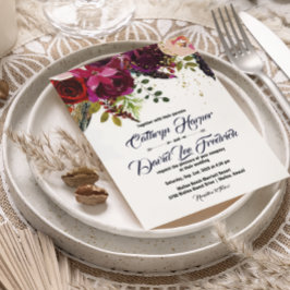 Convite Boho Bold Burgundy Casamento Floral