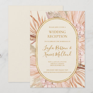 Convite Boho Botânica Tropical Recepção de Casamento Mar