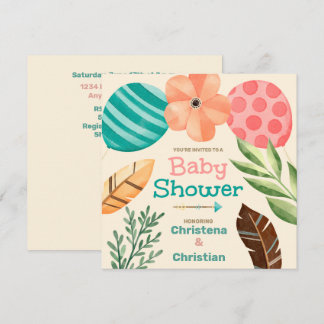 Convite Boho Botanical Baby Shower