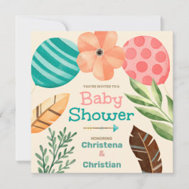 Convite Boho Botanical Baby Shower