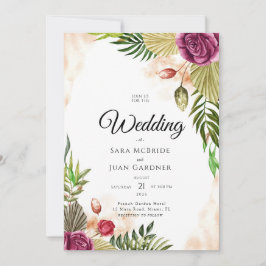 Convite Boho Botanical Elegance Wedding Invitation