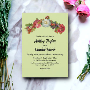 Convite Boho Botanical Garden Floral Rosas Elegante Casame