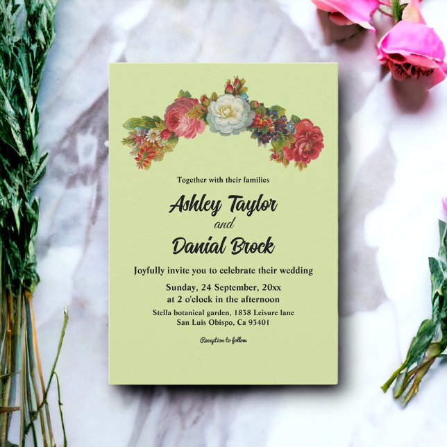Convite Boho Botanical Garden Floral Rosas Elegante Casame (Criador carregado)
