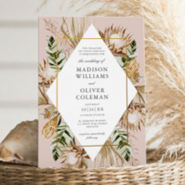 Convite Boho Botânico Belo Casamento Geométrico