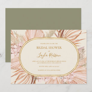 Convite Boho Botânico   Chá de panela horizontal verde