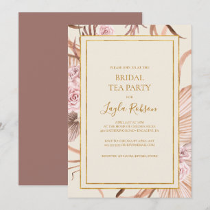 Convite Boho Botânico   Dusty Rosa Bridal Tea Party