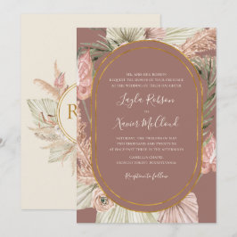 Convite Boho Botânico | Dusty Rosa Tradicional