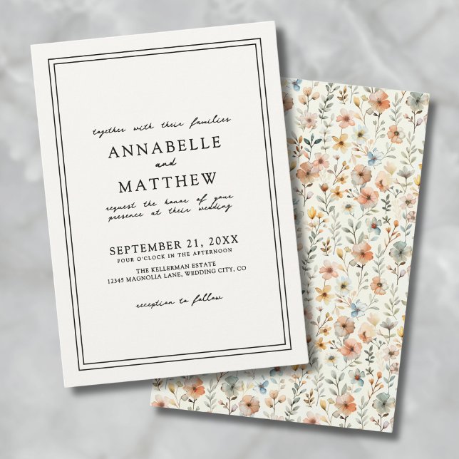 Convite Boho Botânico Elegante Casamento de Flores Silvest (Boho Botanical Elegant Wildflower Wedding Invitation)