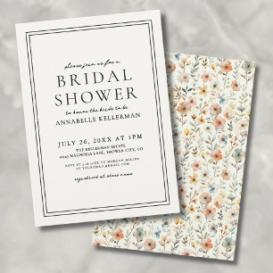 Convite Boho Botânico Elegante Chá de Bebê de Flores Silve