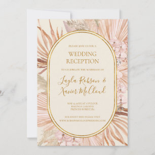 Convite Boho Botânico Recepção de Casamento em Verde Oli