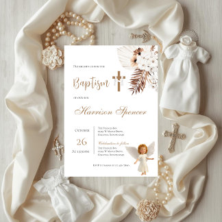 Convite Boho Boy Baptism Invitation 