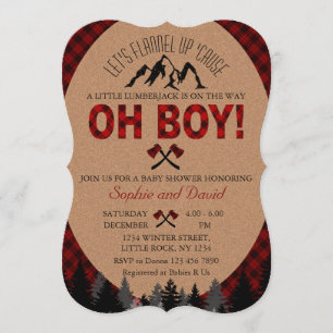 Convite Boho Boy Lumberjack Chá de fraldas Red Buffalo Co