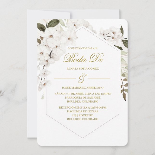 Convite Boho branco para casamento  (Frente)