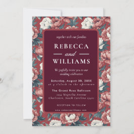 Convite Boho Brown  Peonies Spring Wedding Invitation