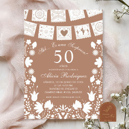 Convite Boho Brown Talavera Surpresa Mexicana de Aniversár