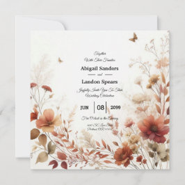 Convite Boho Browns with Butterflies Floral Wedding