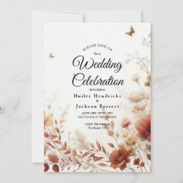 Convite Boho Browns with Butterflies Floral Wedding