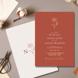 Convite Boho Budget Terracotta Rust Flower Casamento | MOR