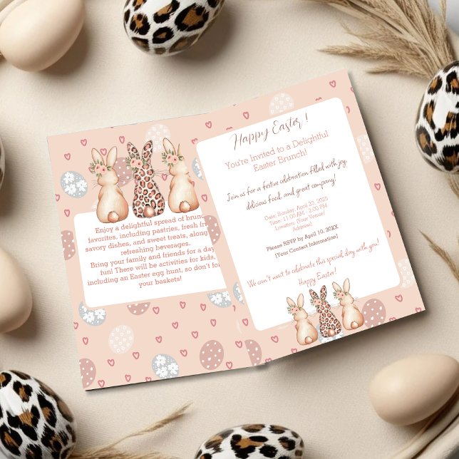 Convite Boho Bunny Personalizado Páscoa Brunch (Boho Bunny Personalized Easter Brunch Invitation)