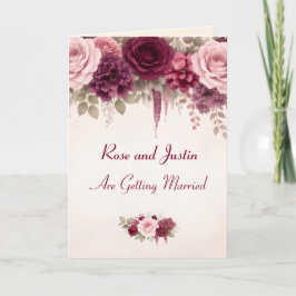 Convite Boho Burgandy Wine Floral Elegant Custom Wedding